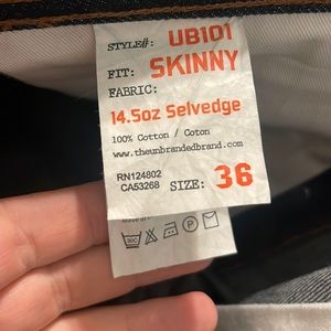 Unbranded Brand Ub101 raw denim jeans size 36
